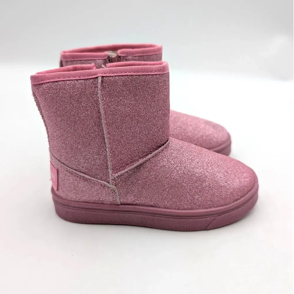Oomphies Frost Zip-Up Ankle Boots Round Toe Kids' Pink Glitter Size US9C EU25